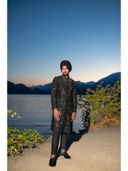 Jatin Malik - Iris Achkan Sherwani with Trouser (Set of 2)