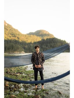 Jatin Malik - Midnight Canyon Short Jacket with Kurta and Trouser (Set of 3)