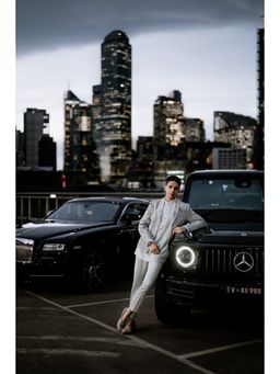 Jatin Malik - Iris Bloom Short Jacket with Kurta and Trouser (Set of 3)