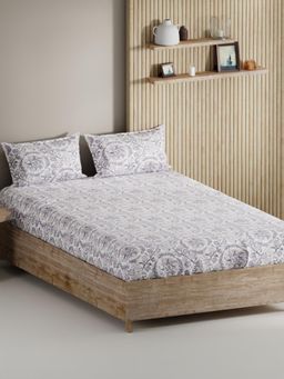 BIANCA - King Size Bedsheet with Pillow Covers (Set of 3) (Palladium) Floral-Lavender