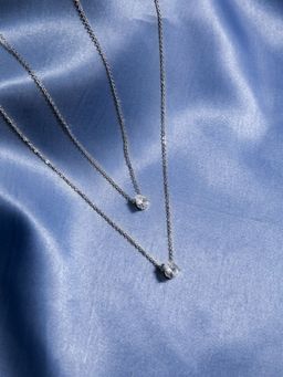 PRITA - Dual Layered Solitaire Silver Plated Necklace