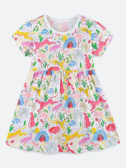 Oh Rare - Girl White Printed Dress