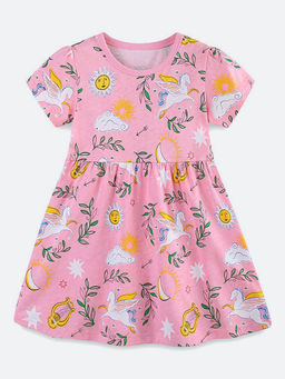 Oh Rare - Girl Pink Printed Dress