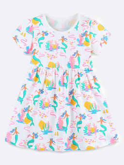 Oh Rare - Girl White Printed Princess Dress