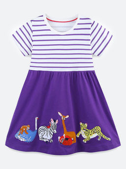 Oh Rare - Girl Striped Embroidered Dress