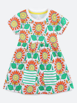 Oh Rare - Girl Multi-Color Cute Flower Print Dress