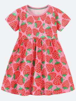 Oh Rare - Girl Pink Cute Printed Splicing Princess Dress