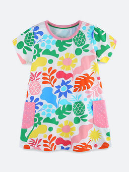 Oh Rare - Girl Multi-Color Printed Princess Dress
