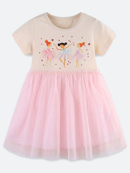 Oh Rare - Girl Multi-Color Cartoon Print Princess Dress
