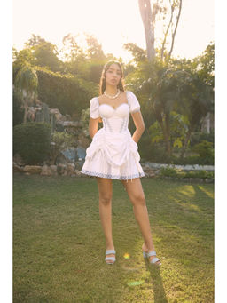 Lea Clothing - White Gertie Corset Mini Dress