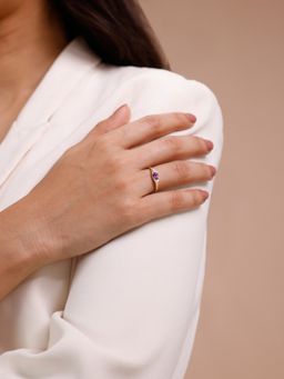 Mia by Tanishq - 9 Kt Diamond Elegant Minimal Amethyst Ring for Women