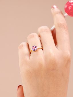 Mia by Tanishq - 9 Kt Gold Graceful Contemporary Amethyst Ring for Women