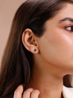 Mia by Tanishq - 9 Kt Gold Graceful Subtle Amethyst Stud Earrings for Women