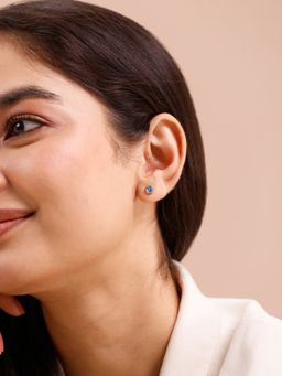 Mia by Tanishq - 9 Kt Gold Refined Crisp Blue Topaz Stud Earrings for Women
