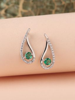 Ornate Jewels - 925 Silver Green Emerald Pear-Fact Twisted Dangle Earring for Women & Girls