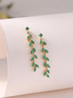 Ornate Jewels - 925 Silver 18K Gold Plated Natural Sakota Emerald Dangle Earring for Women & Girls
