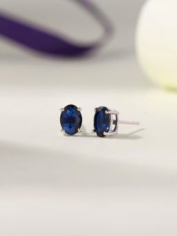 Ornate Jewels - 925 Silver Blue Sapphire Stud Earring for Women & Girls