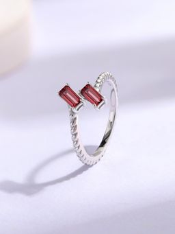 Ornate Jewels - 925 Silver Natural Garnet Adjustable Ring for Women & Girls