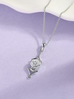 Ornate Jewels - 925 Silver Rhodium Plated White CZ Pendant With Chain for Women & Girls