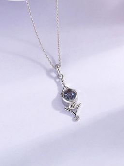 Ornate Jewels - 925 Silver Rhodium Plated Alexandrite Pendant With Chain for Women & Girls