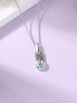 Ornate Jewels - 925 Silver 0.50 Carat Natural Aquamarine Pendant With Chain for Women & Girls