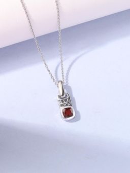 Ornate Jewels - 925 Silver Cushion 0.50 Carat Natural Garnet Pendant With Chain for Women & Girls