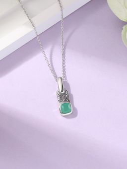 Ornate Jewels - 925 Silver 0.50 Carat Natural Sakota Emerald Pendant With Chain for Women & Girls