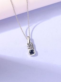 Ornate Jewels - 925 Silver 0.50 Carat Natural Blue Sapphire Pendant With Chain for Women & Girls