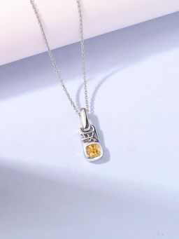 Ornate Jewels - 925 Silver Cushion 0.50 Carat Natural Citrine Pendant With Chain for Women & Girls