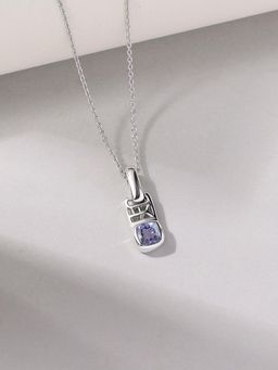 Ornate Jewels - 925 Silver Cushion 0.50 Carat Natural Tanzanite Pendant With Chain for Women & Girls