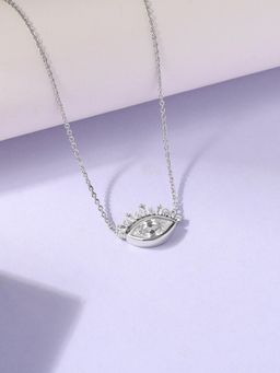Ornate Jewels - 925 Silver Marquise 0.20 Carat White CZ Eye Necklace for Women & Girls