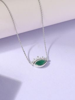 Ornate Jewels - 925 Silver Marquise 1.50 Carat Natural Emerald Eye Necklace for Women & Girls
