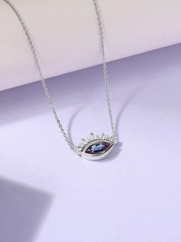 Ornate Jewels - 925 Silver Marquise 1.5 Carat Lab Created Alexandrite Eye Necklace for Women & Girls