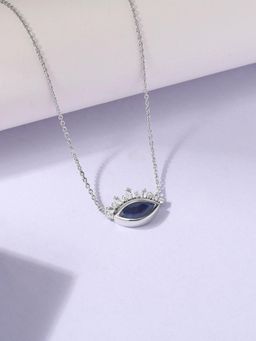 Ornate Jewels - 925 Silver Marquise 1.25 Carat Natural Blue Sapphire Eye Necklace for Women & Girls