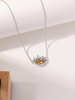 Ornate Jewels - 925 Silver Marquise 0.20 Carat Natural Citrine Eye Necklace for Women & Girls