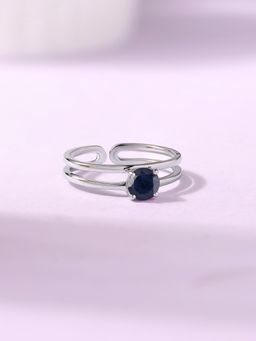 Ornate Jewels - 925 Silver 1 Carat Natural Blue Sapphire Solitaire Adjustable Ring for Women & Girls