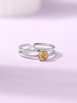 Ornate Jewels - 925 Silver 0.50 Carat Natural Citrine Solitaire Adjustable Ring for Women & Girls