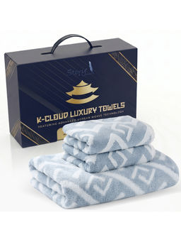 Story@Home - Blue 500 GSM Premium Korean Fluffy 3 Piece Towel Set