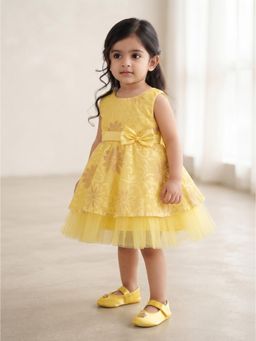 Blabber - Girls Yellow Synthetic Dress and Booties