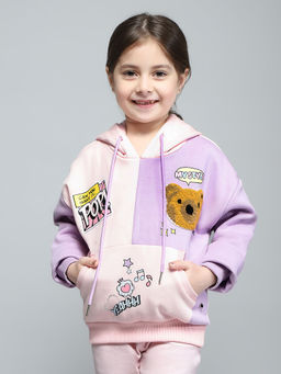 Monte Carlo - Girls Printed Pink Full Sleeve Hoodie