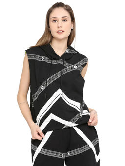 Being Human - Women's Jet Black Crop Boxy Fit Hooded Top