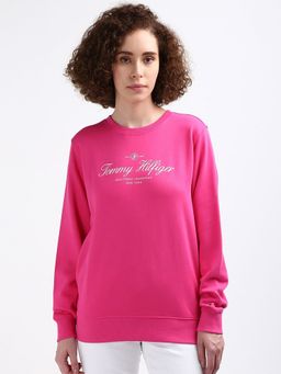 Tommy Hilfiger - Regular Fit Cotton Crew Neck Sweatshirt-Pink