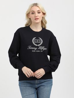 Tommy Hilfiger - Regular Fit Cotton Crew Neck Sweatshirt-Navy Blue