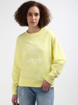 Tommy Hilfiger - Regular Fit Cotton Crew Neck Sweatshirt-Yellow