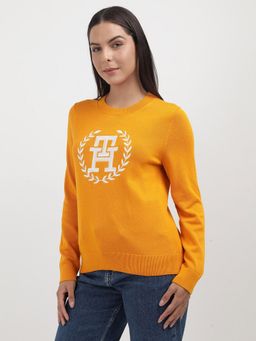 Tommy Hilfiger - Regular Fit Cotton Crew Neck Sweatshirt-Orange