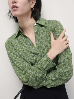 Marks & Spencer - Green Printed Collared Shirt