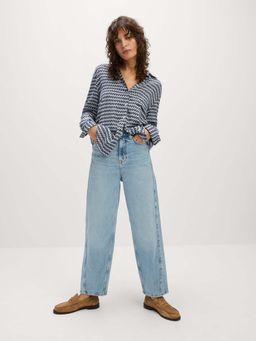 Marks & Spencer - Blue Geometric Collared Button Through Shirt