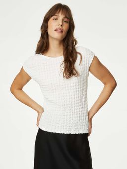 Marks & Spencer - White Textured Top