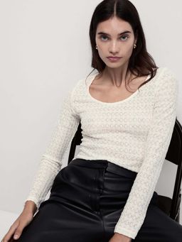 Marks & Spencer - Cream Textured Scoop Neck Top