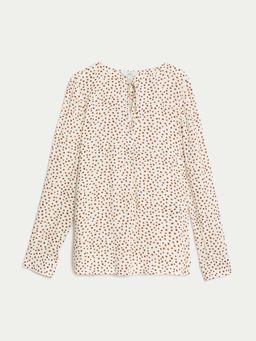 Marks & Spencer - White Printed Tie Neck Blouse